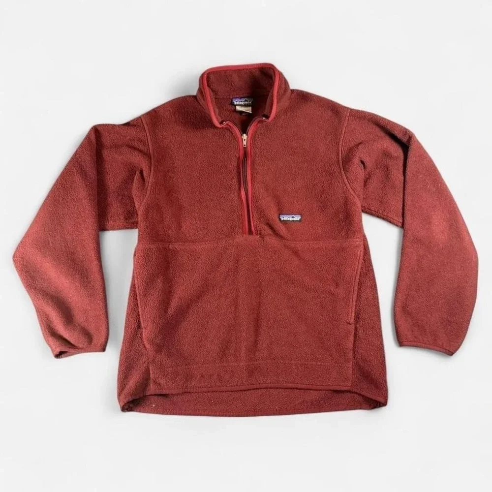 Vintage Patagonia Synchilla Red Men's Fleece Pull Over Sz M‎